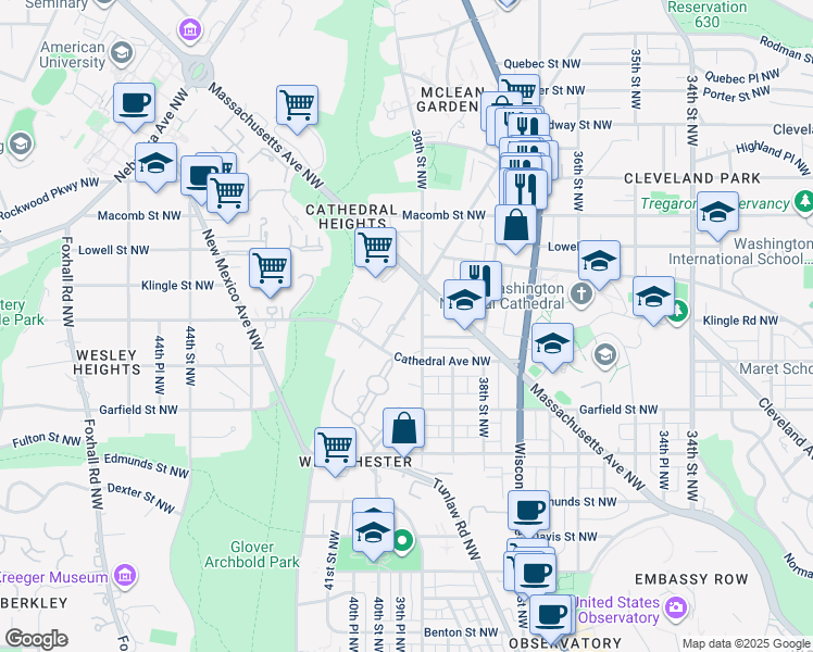 map of restaurants, bars, coffee shops, grocery stores, and more near 3051 Idaho Avenue Northwest in Washington