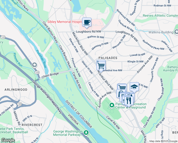 map of restaurants, bars, coffee shops, grocery stores, and more near 5520 Sherier Place Northwest in Washington