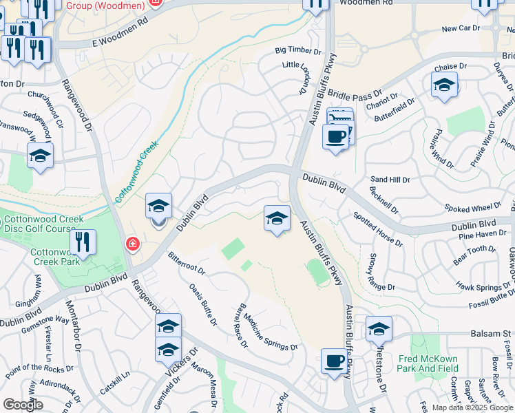 map of restaurants, bars, coffee shops, grocery stores, and more near 4592 Gold Medal Point in Colorado Springs