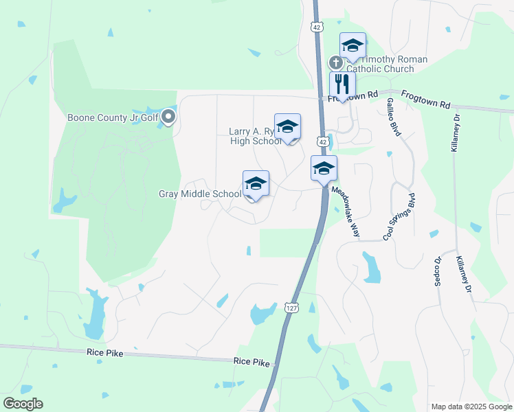 map of restaurants, bars, coffee shops, grocery stores, and more near 10400 U.S. 42 in Union