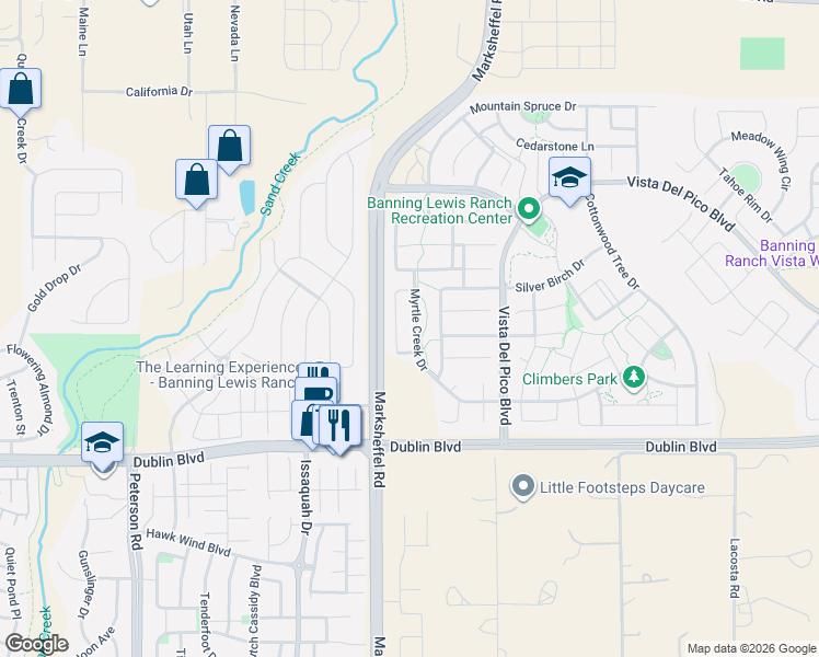 map of restaurants, bars, coffee shops, grocery stores, and more near 6613 Maple Stone Lane in Colorado Springs