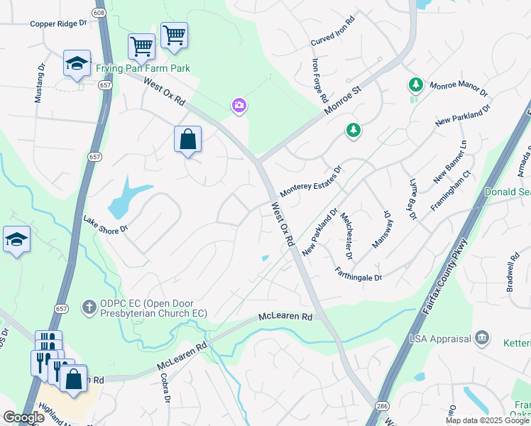 map of restaurants, bars, coffee shops, grocery stores, and more near 2775 Middleton Farm Court in Herndon