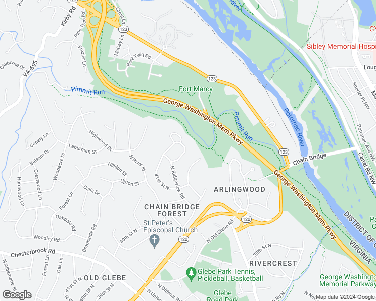 map of restaurants, bars, coffee shops, grocery stores, and more near 4084 Ridgeview Circle in McLean