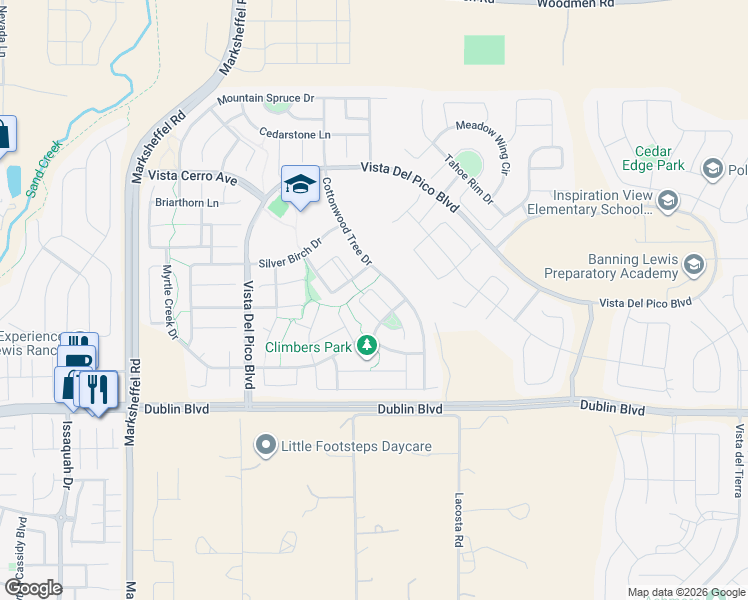 map of restaurants, bars, coffee shops, grocery stores, and more near 8051 Longleaf Lane in Colorado Springs