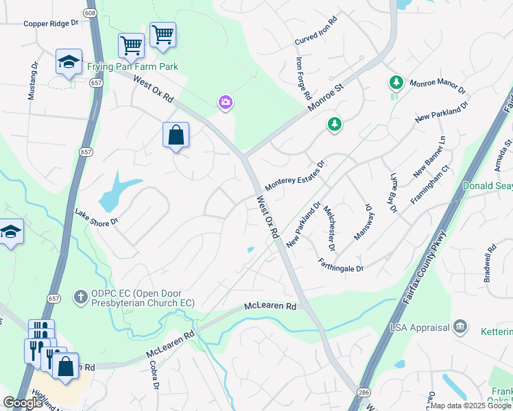 map of restaurants, bars, coffee shops, grocery stores, and more near 2777 Middleton Farm Court in Herndon