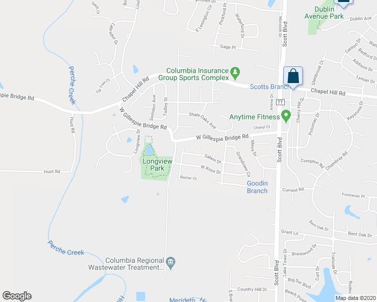 map of restaurants, bars, coffee shops, grocery stores, and more near 4801 Salem Drive in Columbia