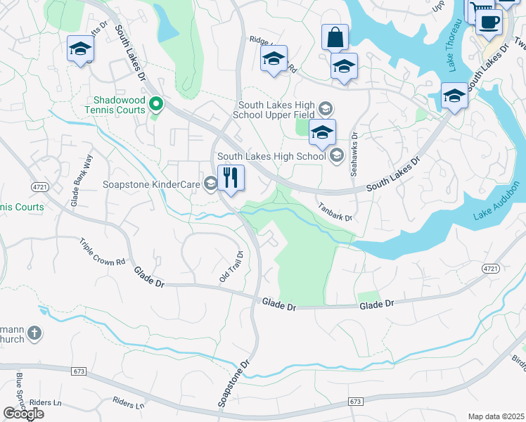 map of restaurants, bars, coffee shops, grocery stores, and more near in Herndon
