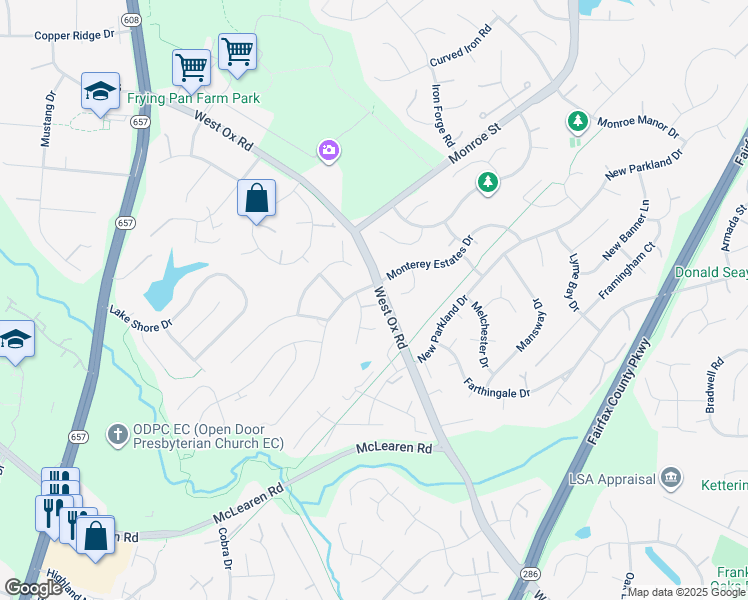 map of restaurants, bars, coffee shops, grocery stores, and more near 2777 Middleton Farm Court in Herndon