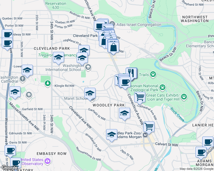 map of restaurants, bars, coffee shops, grocery stores, and more near 2822 Devonshire Place Northwest in Washington