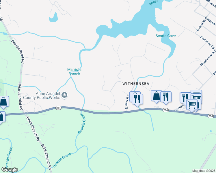 map of restaurants, bars, coffee shops, grocery stores, and more near 3117 Fern Hill Court in Edgewater