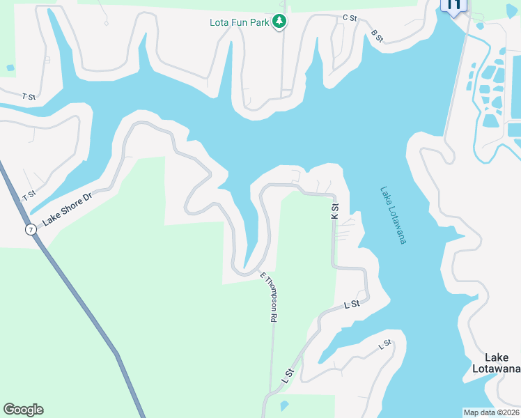 map of restaurants, bars, coffee shops, grocery stores, and more near 20 Lake Shore Drive in Lake Lotawana