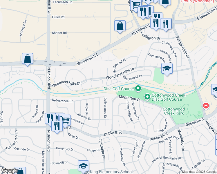 map of restaurants, bars, coffee shops, grocery stores, and more near 6720 Villa Glen Point in Colorado Springs