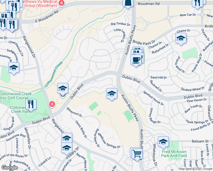 map of restaurants, bars, coffee shops, grocery stores, and more near 4592 Gold Medal Point in Colorado Springs