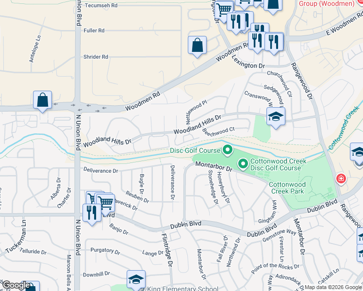 map of restaurants, bars, coffee shops, grocery stores, and more near 6720 Villa Glen Point in Colorado Springs