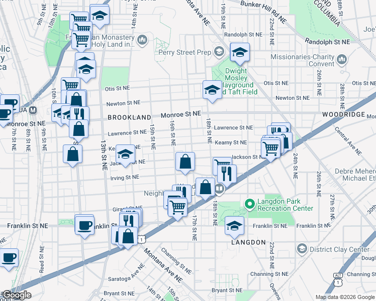 map of restaurants, bars, coffee shops, grocery stores, and more near 101 Independence Avenue Southeast in Washington