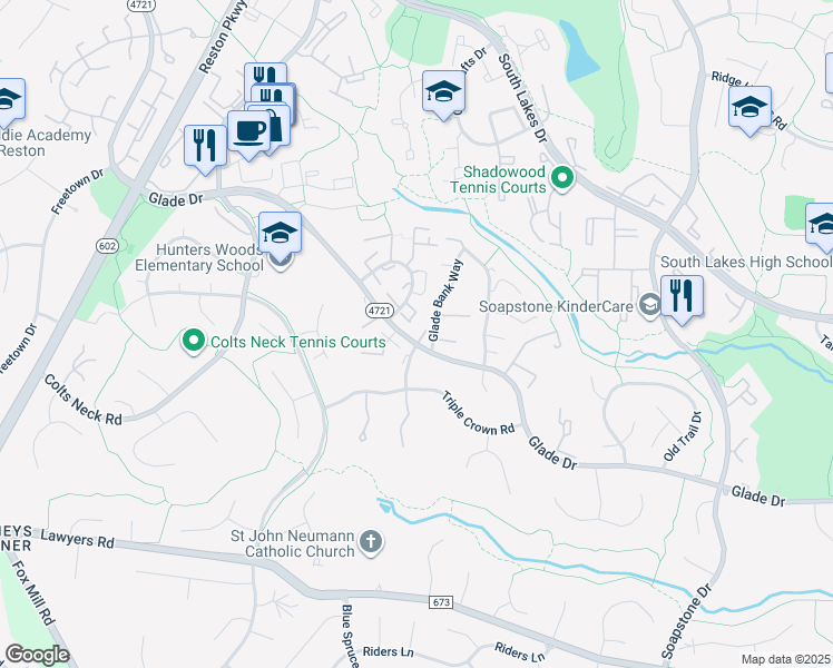 map of restaurants, bars, coffee shops, grocery stores, and more near 2374 Albot Road in Reston