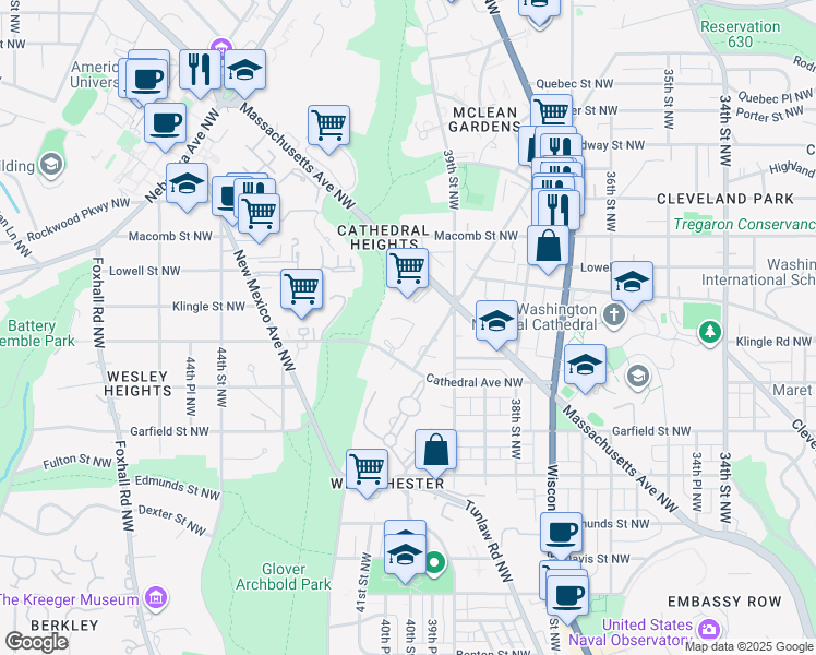map of restaurants, bars, coffee shops, grocery stores, and more near 3000 Idaho Avenue Northwest in Washington