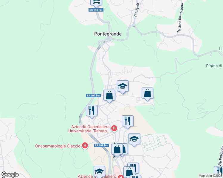 map of restaurants, bars, coffee shops, grocery stores, and more near Via Nicola Lombardi in Catanzaro