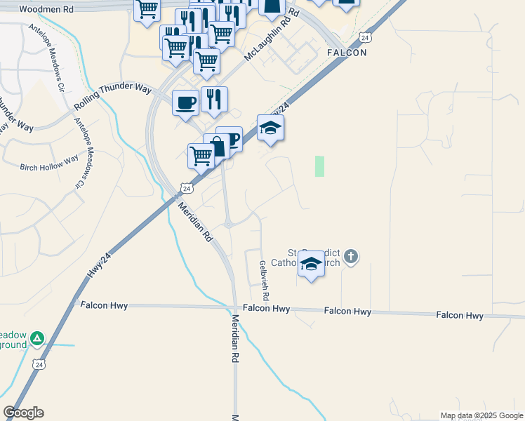 map of restaurants, bars, coffee shops, grocery stores, and more near 11940 Brahman Court in Peyton