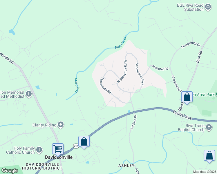map of restaurants, bars, coffee shops, grocery stores, and more near 708 Petersburg Road in Davidsonville