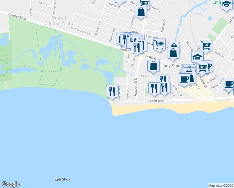 map of restaurants, bars, coffee shops, grocery stores, and more near 16 Second Avenue in Rio Grande