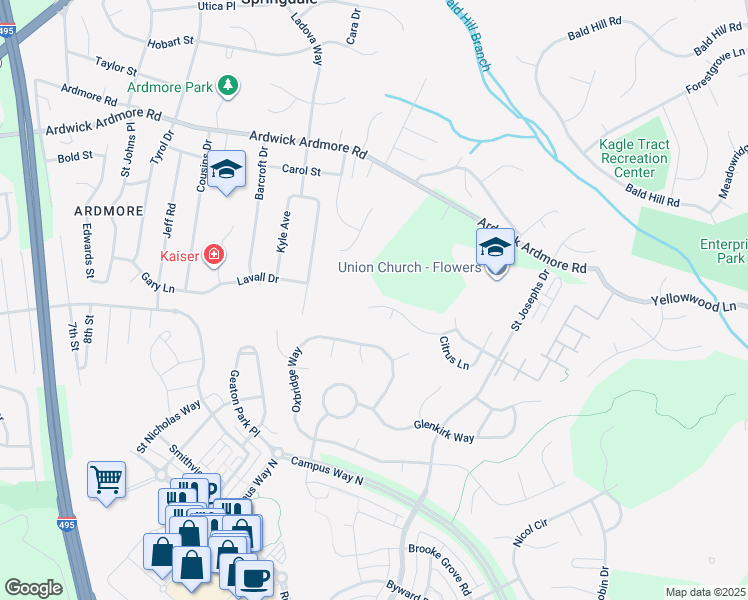map of restaurants, bars, coffee shops, grocery stores, and more near 9606 Cedar Crest Way in Upper Marlboro
