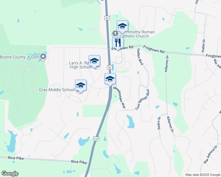 map of restaurants, bars, coffee shops, grocery stores, and more near 10435 U.S. 42 in Union