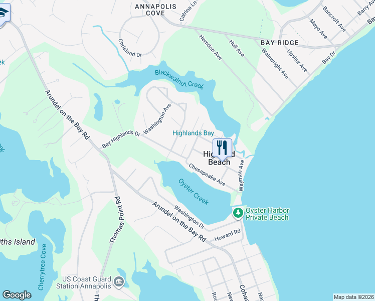 map of restaurants, bars, coffee shops, grocery stores, and more near 3236 Walnut Drive in Highland Beach