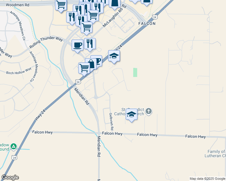 map of restaurants, bars, coffee shops, grocery stores, and more near 11940 Brahman Court in Peyton