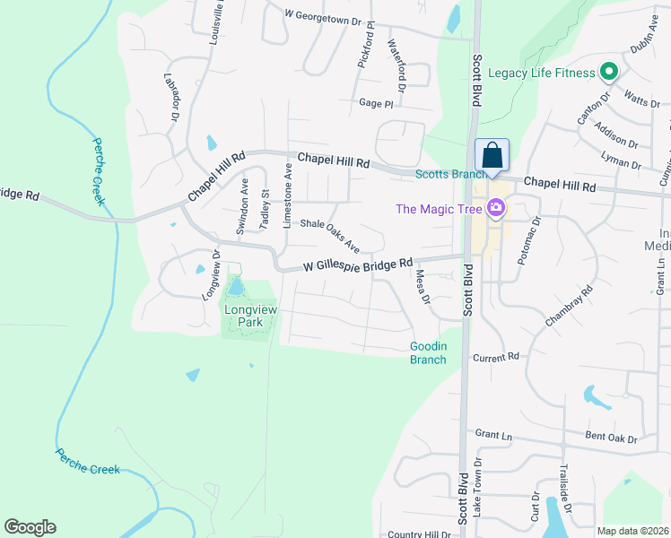 map of restaurants, bars, coffee shops, grocery stores, and more near 4708 W Gillespie Bridge Rd in Columbia