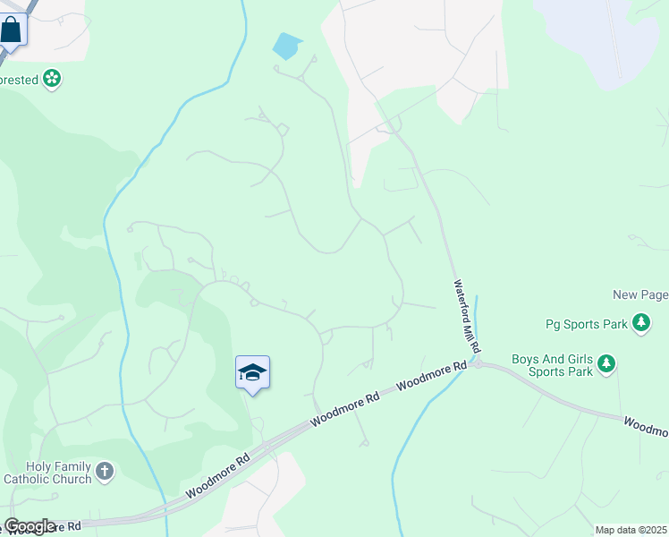 map of restaurants, bars, coffee shops, grocery stores, and more near 12703 Longwater in Bowie