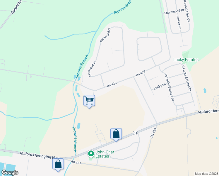 map of restaurants, bars, coffee shops, grocery stores, and more near 1086 Jackson Ditch Road in Harrington