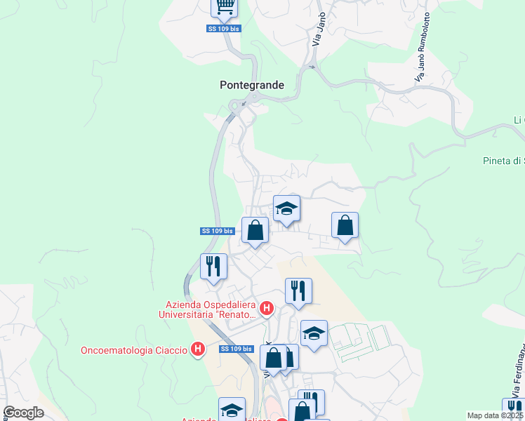 map of restaurants, bars, coffee shops, grocery stores, and more near Via Nicola Lombardi in Catanzaro