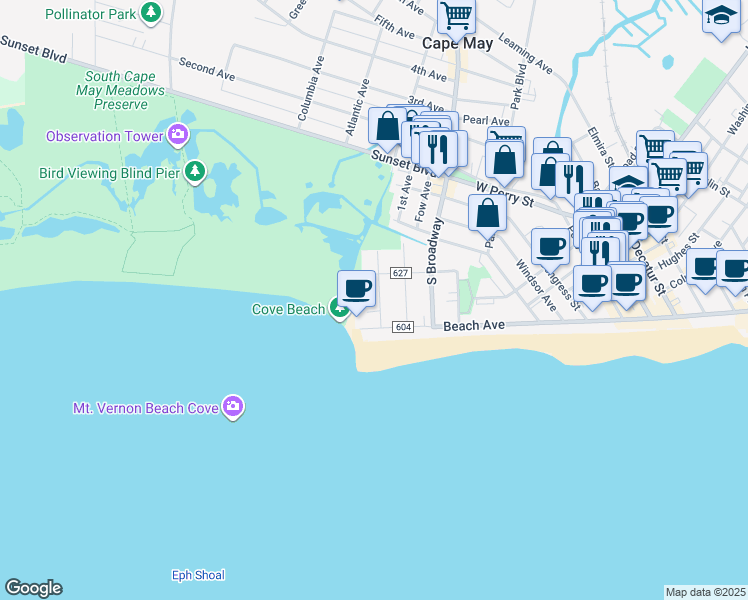 map of restaurants, bars, coffee shops, grocery stores, and more near 16 Second Avenue in Rio Grande