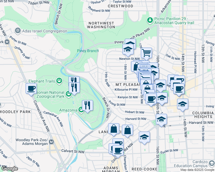 map of restaurants, bars, coffee shops, grocery stores, and more near 101 Independence Avenue Southeast in Washington
