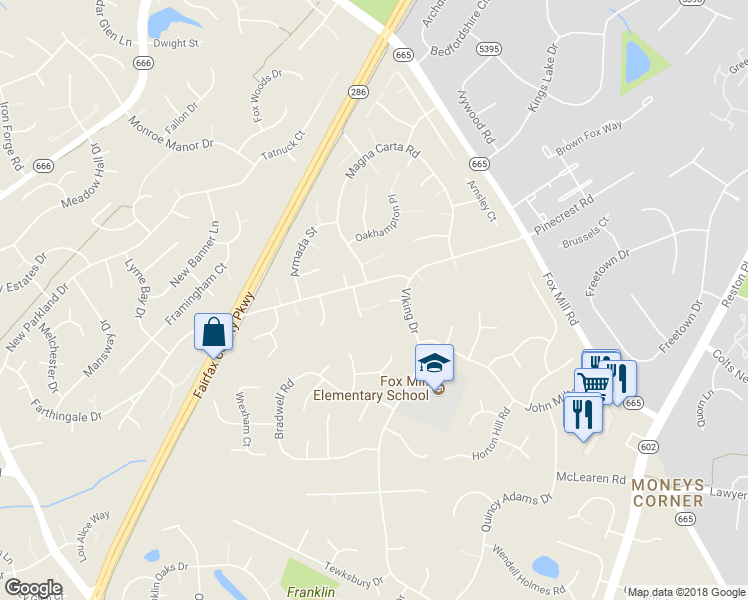 map of restaurants, bars, coffee shops, grocery stores, and more near 12747 Kinship Dr in Herndon
