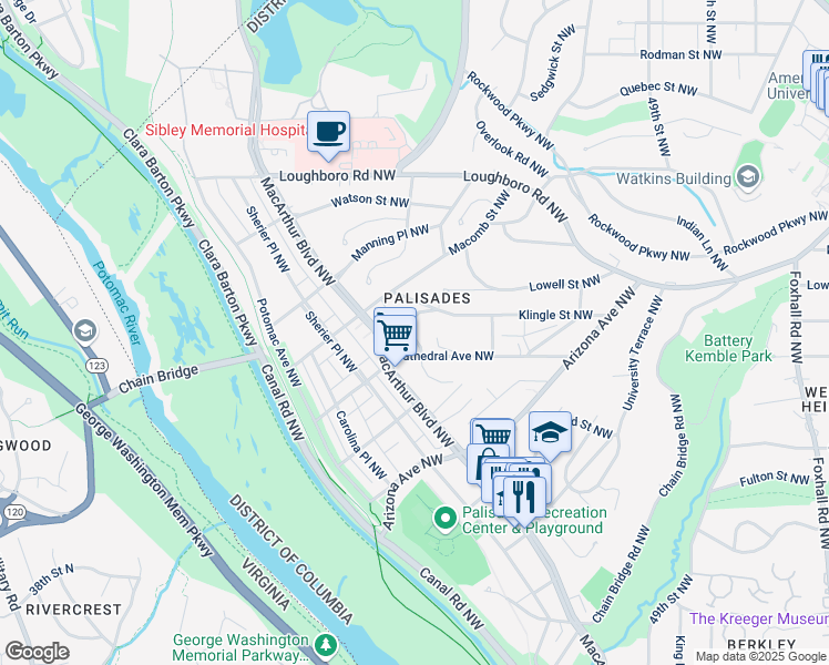 map of restaurants, bars, coffee shops, grocery stores, and more near 5537 Hawthorne Place Northwest in Washington