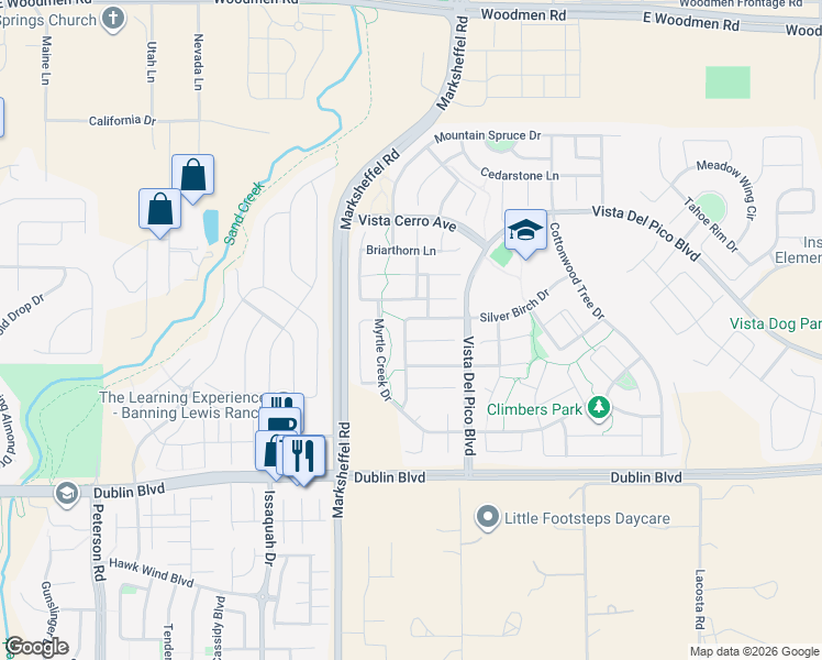 map of restaurants, bars, coffee shops, grocery stores, and more near 7951 Silver Birch Drive in Colorado Springs