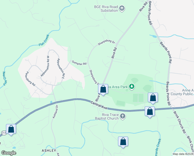 map of restaurants, bars, coffee shops, grocery stores, and more near 718 Sharpsburg Drive in Davidsonville