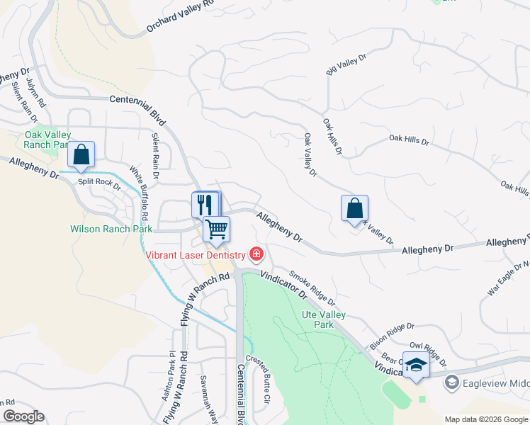 map of restaurants, bars, coffee shops, grocery stores, and more near 1929 Bristlecone Drive in Colorado Springs