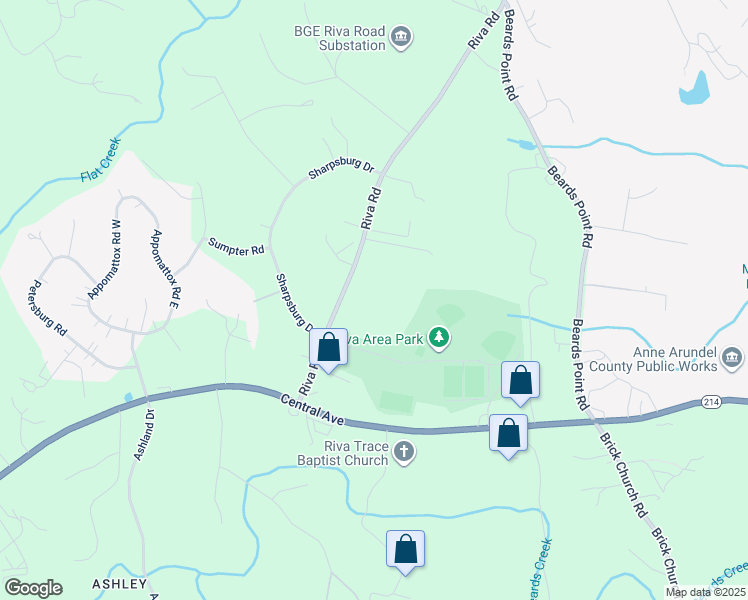 map of restaurants, bars, coffee shops, grocery stores, and more near 3629 Riva Road in Davidsonville