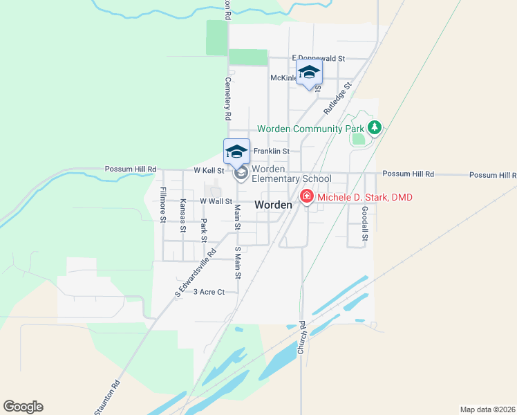 map of restaurants, bars, coffee shops, grocery stores, and more near in Worden