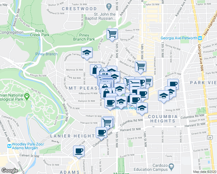 map of restaurants, bars, coffee shops, grocery stores, and more near 101 Independence Avenue Southeast in Washington