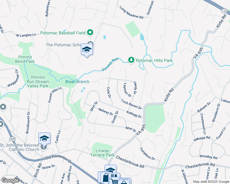 map of restaurants, bars, coffee shops, grocery stores, and more near 6219 Loch Raven Drive in McLean