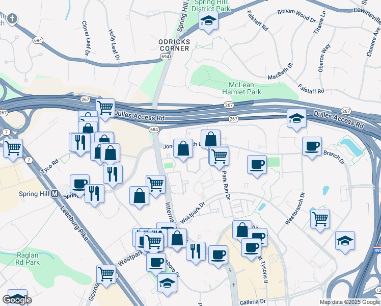 map of restaurants, bars, coffee shops, grocery stores, and more near 1534 Lincoln Way in McLean