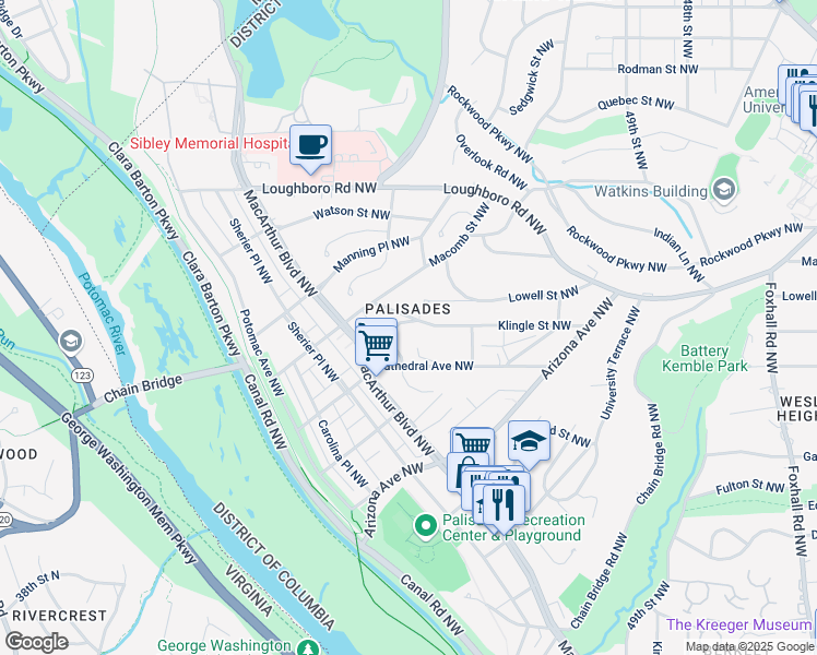 map of restaurants, bars, coffee shops, grocery stores, and more near 5537 Hawthorne Place Northwest in Washington