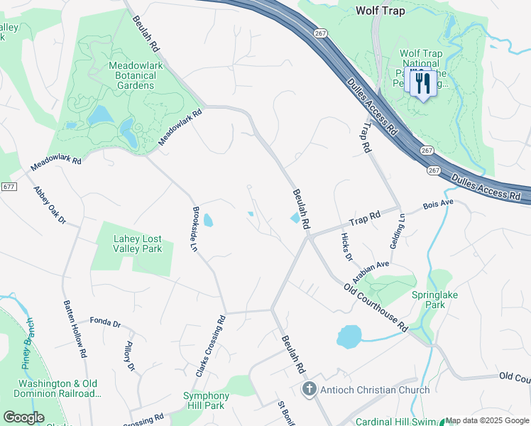 map of restaurants, bars, coffee shops, grocery stores, and more near 9522 Leemay Street in Vienna