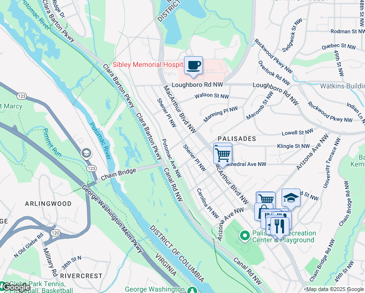 map of restaurants, bars, coffee shops, grocery stores, and more near 5624 Sherier Place Northwest in Washington