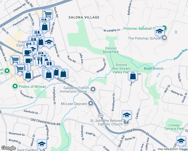 map of restaurants, bars, coffee shops, grocery stores, and more near 1434 Waggaman Circle in McLean
