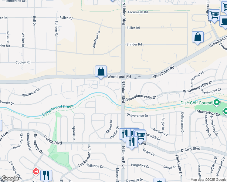 map of restaurants, bars, coffee shops, grocery stores, and more near Alpine Currant View in Colorado Springs